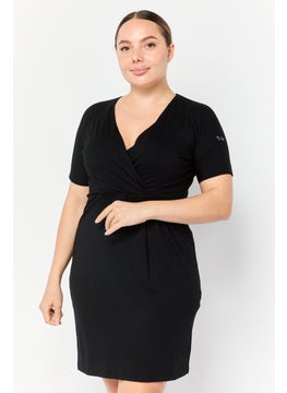 Women Solid Mini Dress, Black