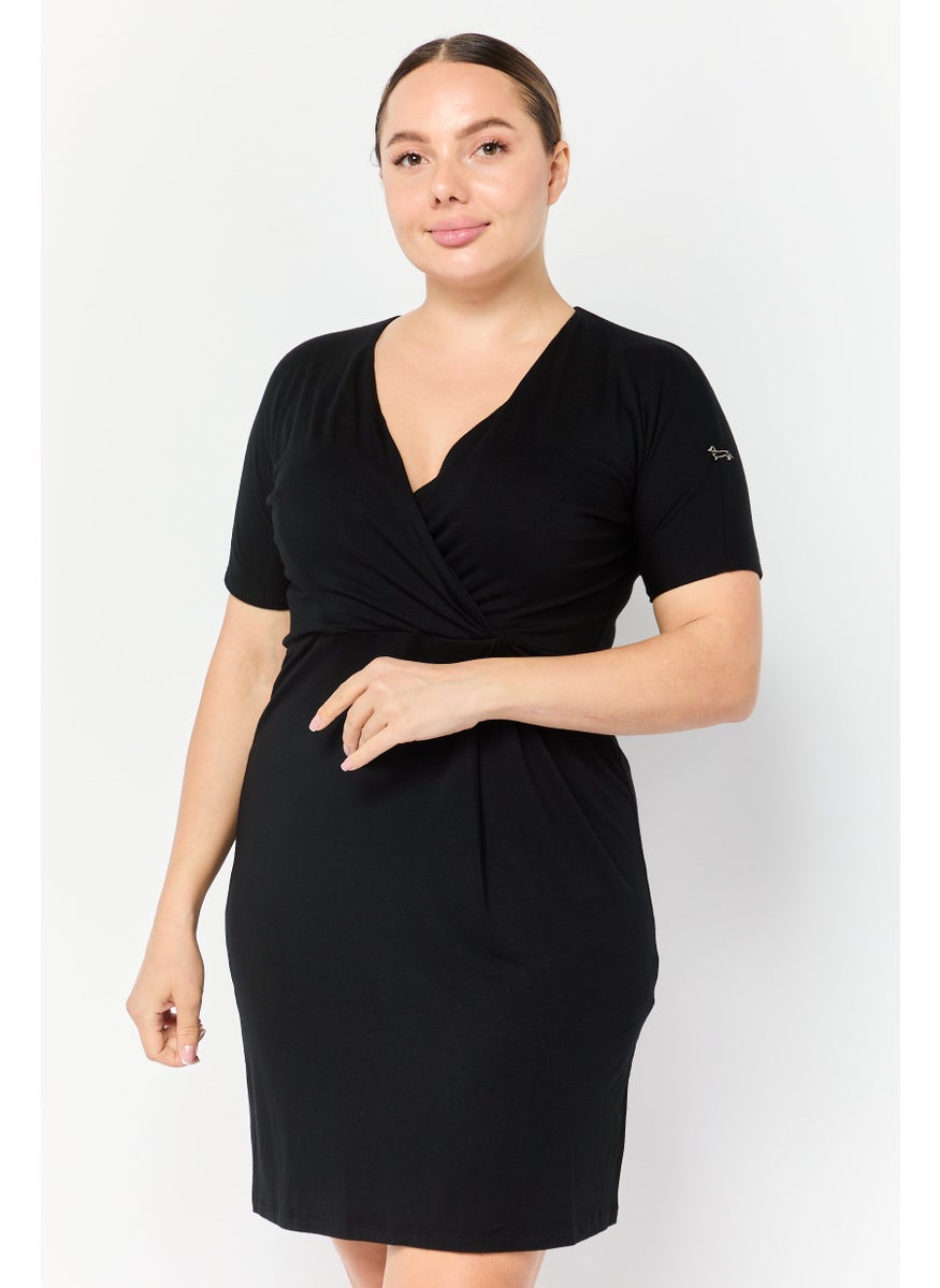 Harmont & Blaine - Women Solid Mini Dress, Black - Image 1