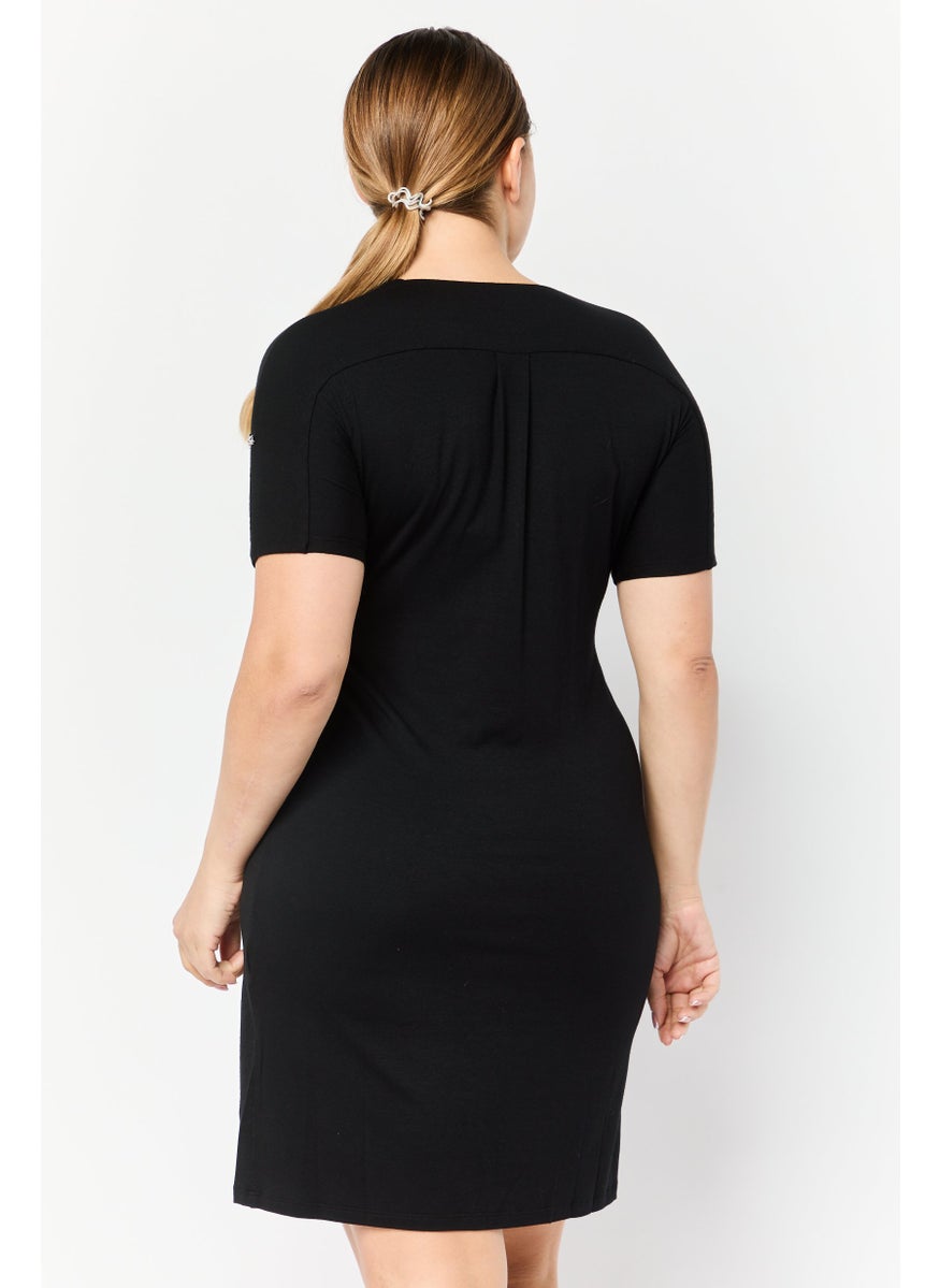 Harmont & Blaine - Women Solid Mini Dress, Black - Image 1