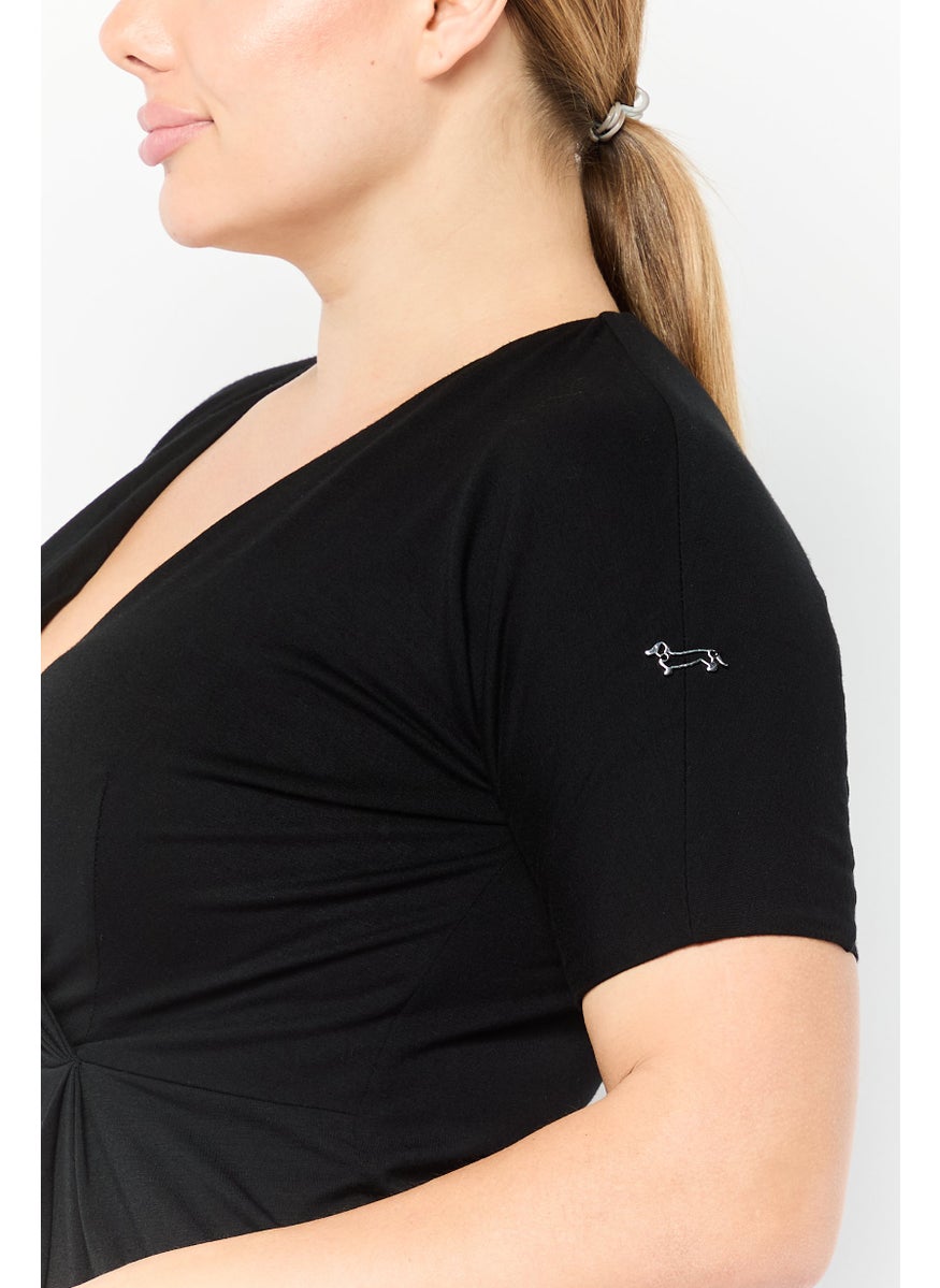 Harmont & Blaine - Women Solid Mini Dress, Black - Image 1