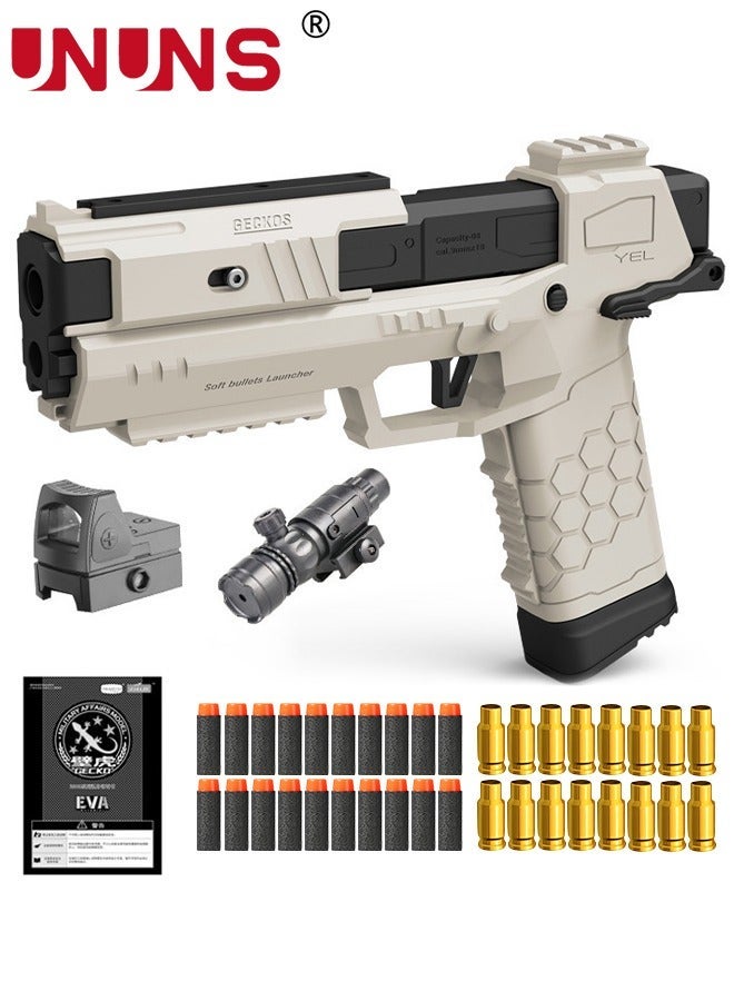 UNUNS Toy Gun,Soft Bullet Pistol Gun With Rich Accessories,Empty Shell Ejecting Toy Gun,Foam Dart Blaster Shooting Games,Fidget Toy Foam Blasters,Realistic Shot Model,Gift For Kids Teens Adults,White - Image 1