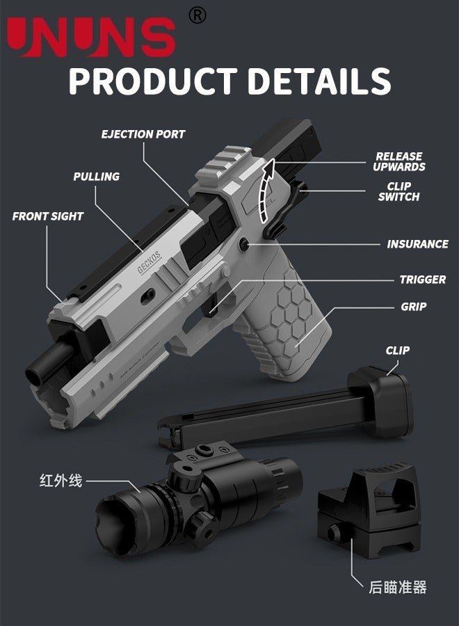 UNUNS Toy Gun,Soft Bullet Pistol Gun With Rich Accessories,Empty Shell Ejecting Toy Gun,Foam Dart Blaster Shooting Games,Fidget Toy Foam Blasters,Realistic Shot Model,Gift For Kids Teens Adults,White - Image 5