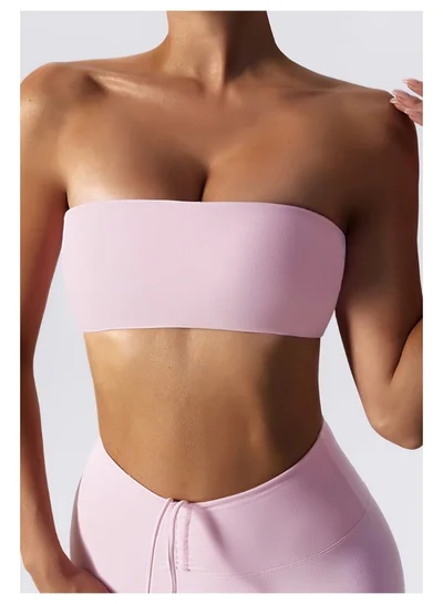 KAWN.YOGA Womens Strapless Sports Bra - Padded Low Impact Workout Yoga Bra with Removable Built in Bra