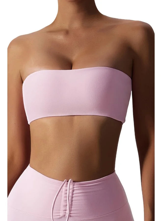 KAWN.YOGA Womens Strapless Sports Bra - Padded Low Impact Workout Yoga Bra with Removable Built in Bra