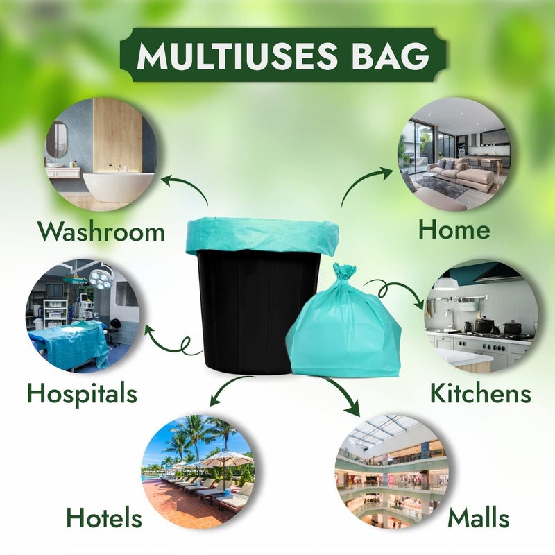 HEAVY DUTY Small Size 15x18 Inch Pack of 2 Green 20 Pcs in Each Pack 75 Micron Biodegradable Garbage Bag TrashDustbin Bags Weight 500 Gram for Each Pack - Image 4