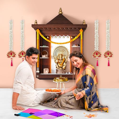 Party Propz Handmade Lotus Hangings for Decoration - 4pcs MDF White Floral Wall Hanging, Pooja Decorations Items for Home, Haldi Decoration Items for Home, Wedding Decorations - Image 5