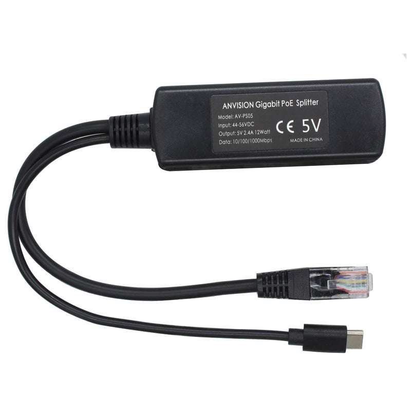 ANVISION 4-Pack 5V Gigabit PoE Splitter, USB Type C, 48V to 5V 2.4A Adaper, IEEE 802.3af Compliant - Image 5