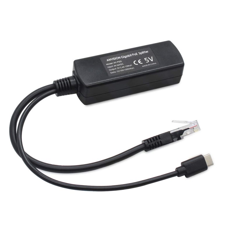 ANVISION 4-Pack 5V Gigabit PoE Splitter, USB Type C, 48V to 5V 2.4A Adaper, IEEE 802.3af Compliant - Image 4