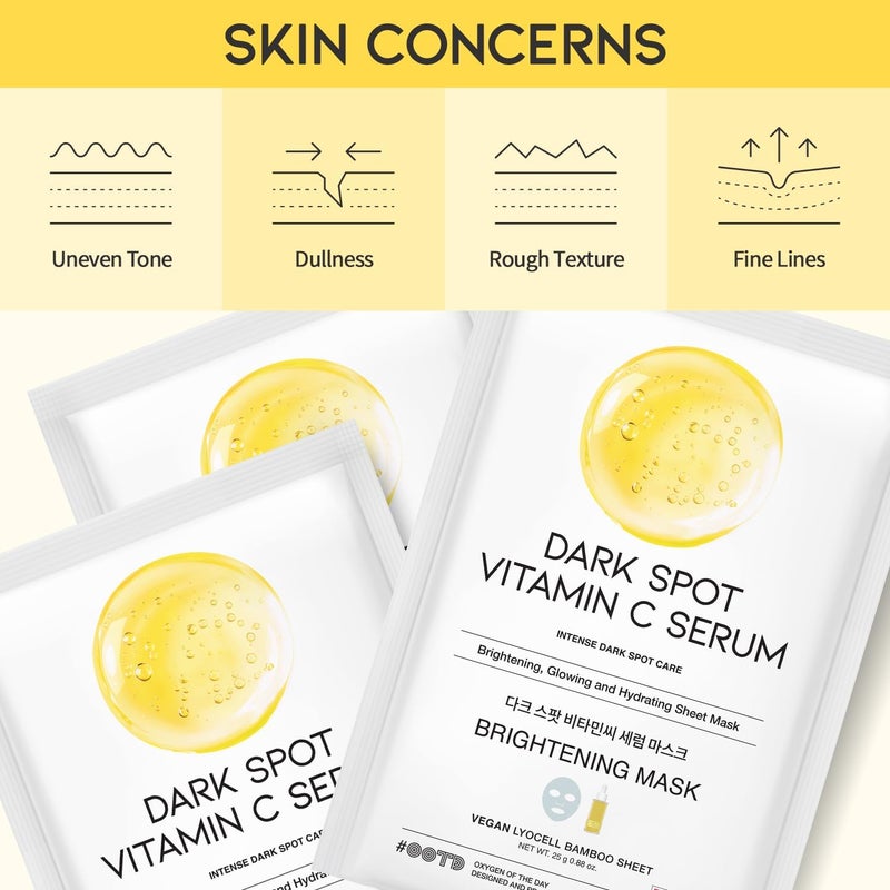 #OOTD Vitamin C Revitalizing Hydrating Sheet Mask (10pcs) - Face Mask Korean Skincare Facial Sheet Masks for Even-Looking Skin Tone & Radiance - Image 3
