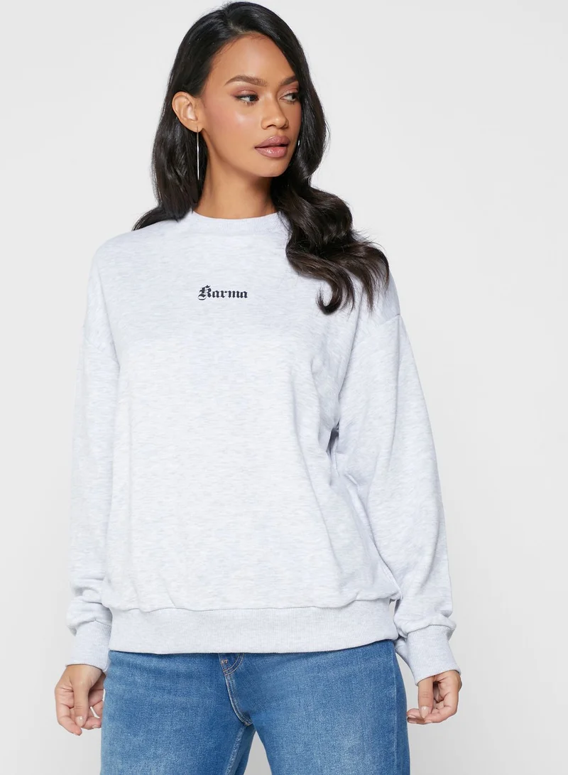 Round Neck T Shirt Na Kd Round Neck Cotton T-Shirt Grey NA-KD