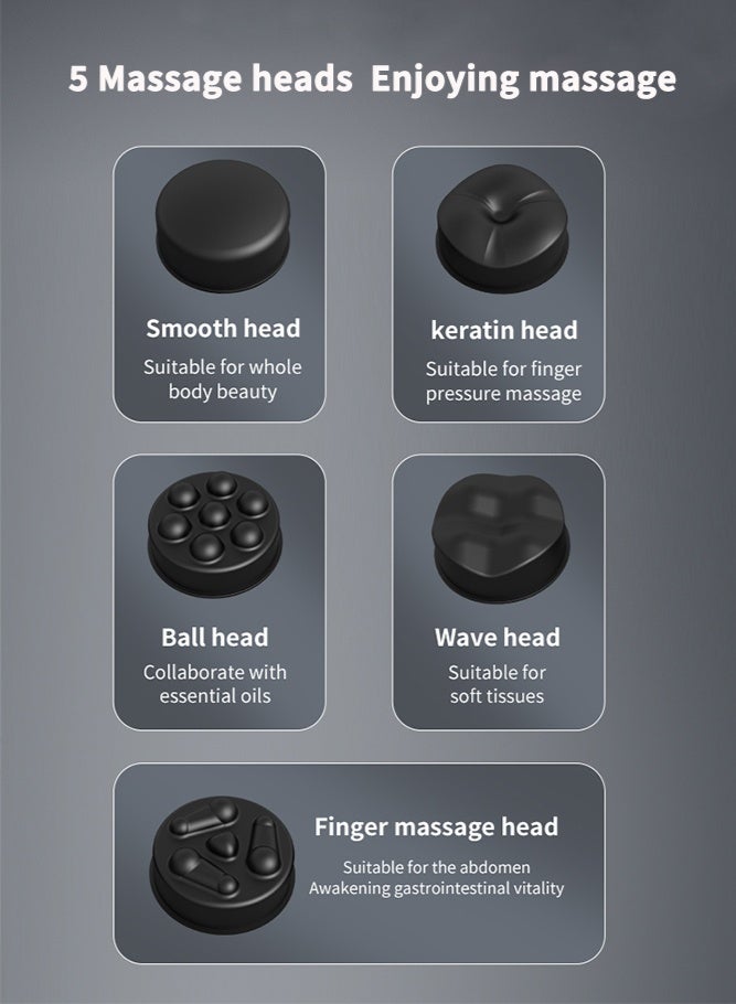 جهاز تدليك الجسم، جهاز تدليك كهربائي للسيلوليت مزود بخمسة رؤوس تدليك، جهاز محمول لتحديد شكل الجسم لشد البطن والذراعين والفخذين - Image 5