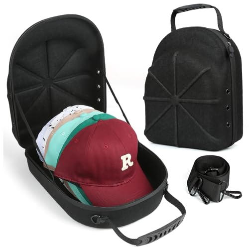GERMUN Hard baseball hat case, Hat Carrier Travel Case with Adjustable Shoulder Strap, Hat cap case for 6 Baseball Caps - Perfect for Traveling (Black) - Image 1