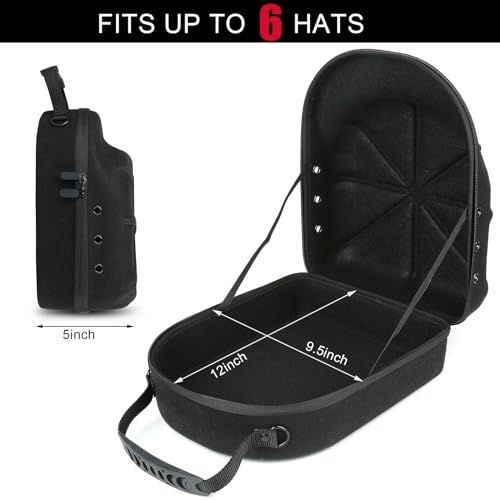 GERMUN Hard baseball hat case, Hat Carrier Travel Case with Adjustable Shoulder Strap, Hat cap case for 6 Baseball Caps - Perfect for Traveling (Black) - Image 5