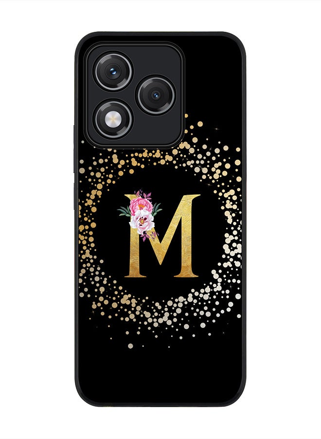 For Honor 400 Lite Case,Slim fit Camera Protection, Shockproof Thin Phone cover  - Custom Monogram Floral - M ( Black )