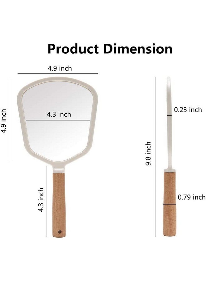 RoarCraft Hand Held Mirror for Makeup, Small Wood Hand Mirror Portable Travel Vanity Mirror for Men&Women 5.5W x 9.2L inch (White, Fan) - Image 5