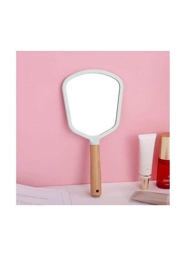 RoarCraft Hand Held Mirror for Makeup, Small Wood Hand Mirror Portable Travel Vanity Mirror for Men&Women 5.5W x 9.2L inch (White, Fan) - Image 4