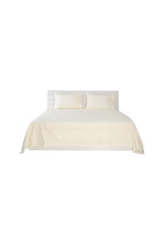 Hotel Linen Klub King Bed Sheet 3Pcs Set 100 Percent Cotton 250Tc Sateen Solid Dyed Size: 260X280Cm + 2Pc Pillowcase 50X75Cm Cream  - Image 3