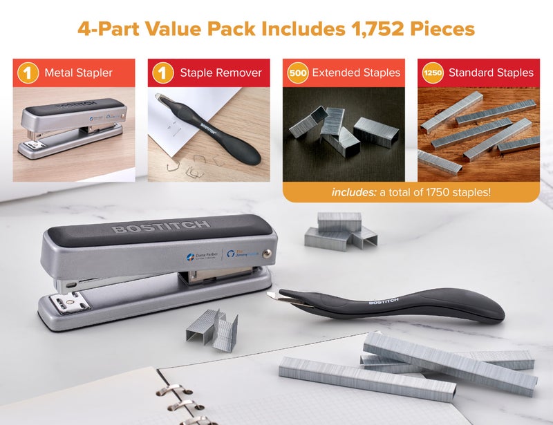 Bostitch Titan Heavy Duty Metal Stapler, 50 Sheet Capacity with 1250 Staples and Ergonomic Staple Remover, Jam Free Stapling, Full Strip Stapler for Desk, Office and Classroom, Silver - Image 5