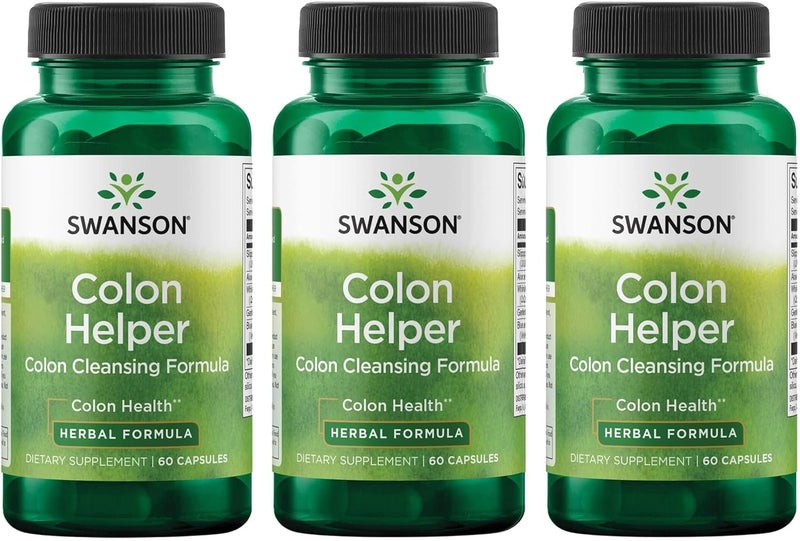 Swanson Colon Helper  Promotes Digestive Health Using Vervain Goldenseal Root Slippery Elm Bark  More  Herbal Supplement Aiding Healthy Eliminations  60 Capsules 1 Pack 3 Pack - Image 1