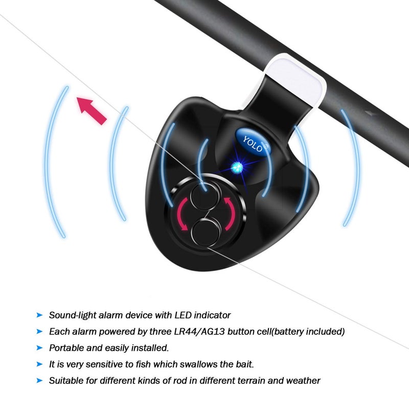 Wingsflying 4 x Black Electronic LED Fishing Light Bulb with Sound Alarm and Audible Alarm - Image 3