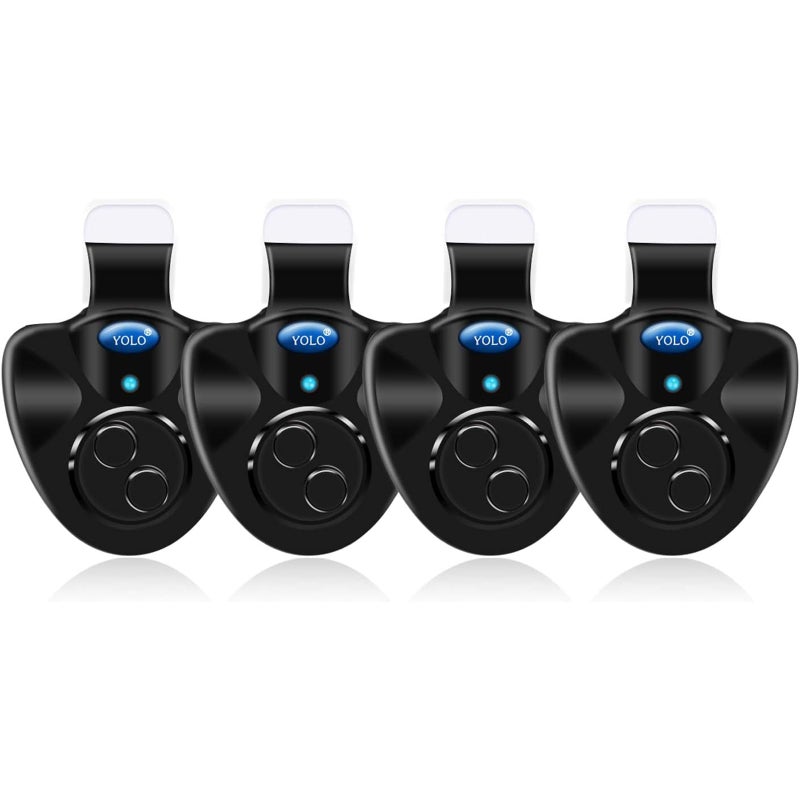 Wingsflying 4 x Black Electronic LED Fishing Light Bulb with Sound Alarm and Audible Alarm - Image 1