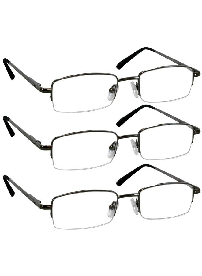 TruVision Readers 3 Pk - Gunmetal Metal Frames and Clear Acrylic Lenses 2.50  - Image 1