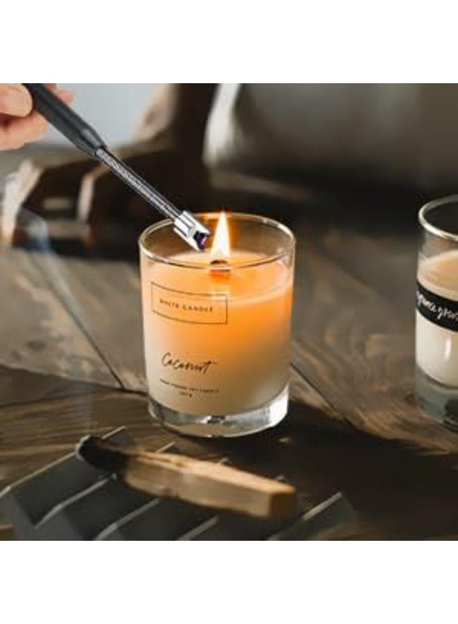 Rechargeable Metal Electric Arc Lighter Flameless Windproof LED Battery Display Safety Switch Rotate 360 Degrees For Candles BBQ Camping Gas Stove (Assorted Color) - Image 2