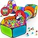 Playz 5pc Kids Play Tents Tunnels Ball Pit for Toddlers Basketball Hoop Crawling Tubes PopUp Playhouses Baby Obstacle Course for Indoor or Outdoor Use - Image 3