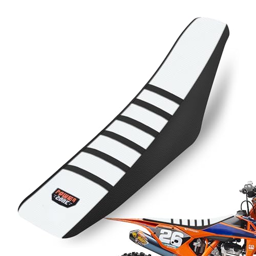 MCHMFG Universal Ribbed Dirt Bike Seat Cover - Gripper Soft Seat Cover for Most Dirt Pit Bike Motorcycle Black-White - Image 1