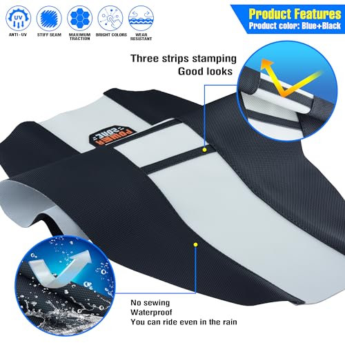 MCHMFG Universal Ribbed Dirt Bike Seat Cover - Gripper Soft Seat Cover for Most Dirt Pit Bike Motorcycle Black-White - Image 3