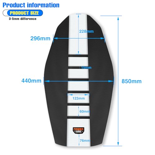 MCHMFG Universal Ribbed Dirt Bike Seat Cover - Gripper Soft Seat Cover for Most Dirt Pit Bike Motorcycle Black-White - Image 4