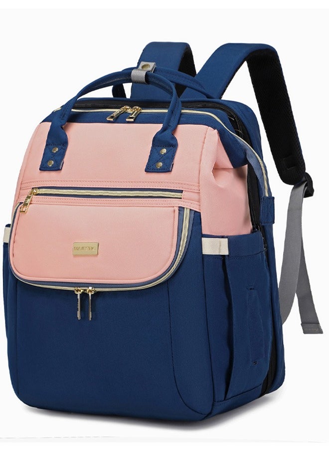 Majestic 137 Baby Bed Maternity Diaper Waterproof Multifunctional large capacity backpack bag with USB Charging output - Blue/Pink  - Image 1