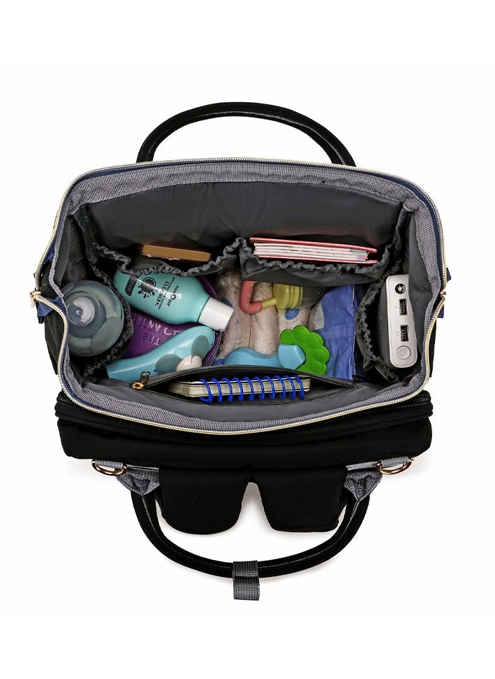 Majestic 137 Baby Bed Maternity Diaper Waterproof Multifunctional large capacity backpack bag with USB Charging output - Blue/Pink  - Image 5