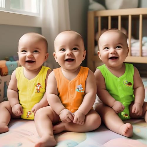 Toddylon New Born Baby Clothes Jhabla & Non Padded Single Layer Nappy | Clothing Sets | Tshirt | Cloth Diaper | Langot | Cotton Dress | Summer Wear | Sleeveless Vest | Gift Combo (0-6 Months) - Image 4