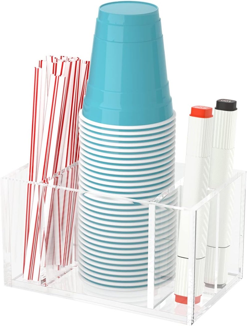 BOSSCASA Cup Holder with Slot Mark Your Cup, Party Dispenser Acrylic Cup Organizer and Bar Counter Decor, Clear - Image 1