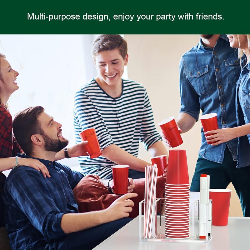 BOSSCASA Cup Holder with Slot Mark Your Cup, Party Dispenser Acrylic Cup Organizer and Bar Counter Decor, Clear - Image 4