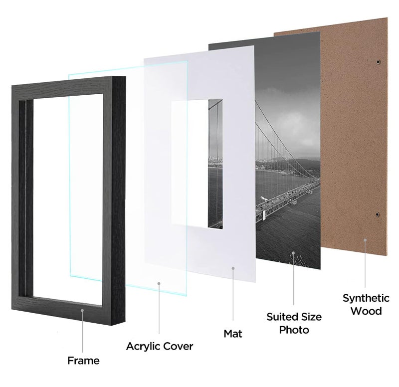 eletecpro 10x10 Picture Frames Set of 9 Classic Gallery Wall Frame Set  Displays 5x5 or 10x10 without Mat  Black Picture Frames Collage Wall Decor  Square Frames for Home Decor - Image 2