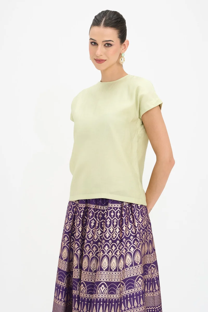 Virgio  Solid Viscose High Neck Top for Women for Women | Best Price UAE