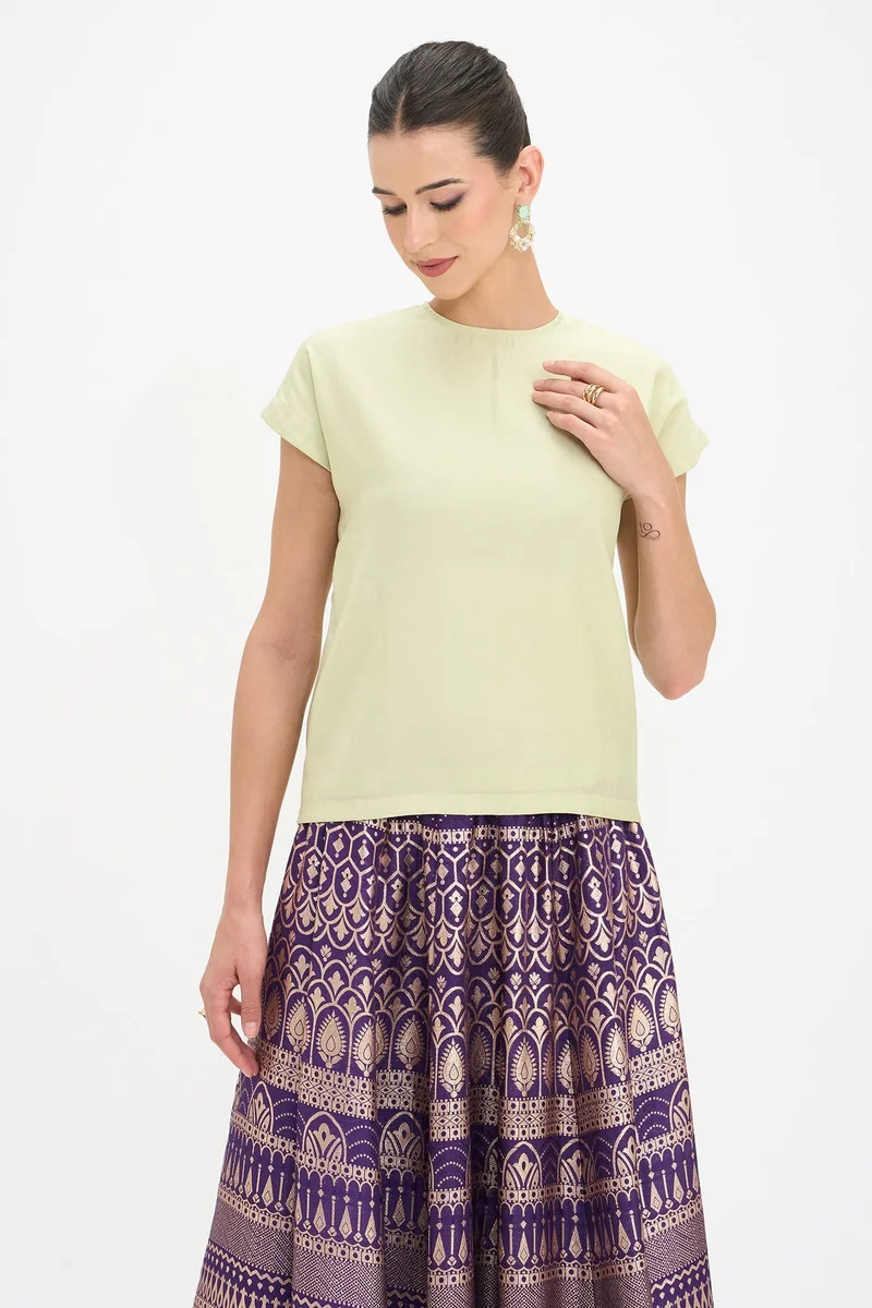 Virgio  Solid Viscose High Neck Top for Women for Women | Best Price UAE