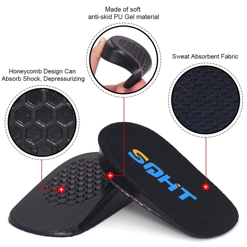 SQHT Height Increase Insoles - Heel Lift Inserts for Leg Length Discrepancies and Achilles Tendonitis, Heel Cups for Men and Women (Small (1" Height)) - Image 2