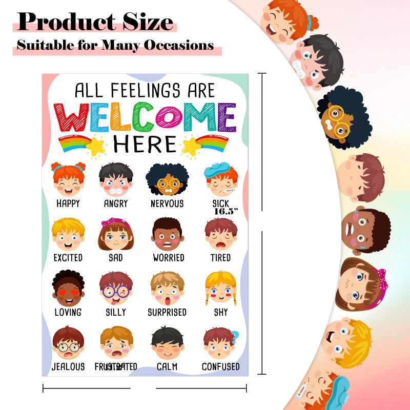 FLYAB Feelings Chart for Kids - 11.2x16.5 Inch Classroom Decorations Elementary Emotions Learning Mental Health Poster for Toddlers Educational Calming Corner Teacher Must Haves for Back to School Supplies - Image 3