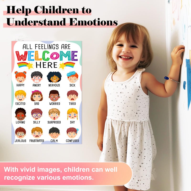 FLYAB Feelings Chart for Kids - 11.2x16.5 Inch Classroom Decorations Elementary Emotions Learning Mental Health Poster for Toddlers Educational Calming Corner Teacher Must Haves for Back to School Supplies - Image 4