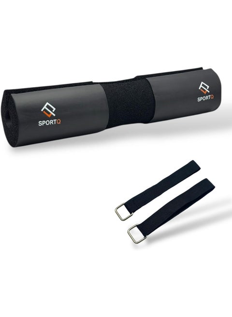 SportQ®Squat Pad for Weightlifting - Neck Pad for Weightlifting with Safety Straps for Standard and Olympic Weights, Ergonomic Design with Shoulder Foam Padding, Hip Protector for Squats