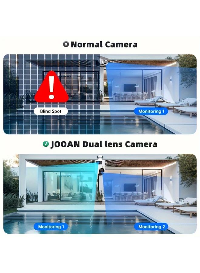 Dual Lens 360 Panoramic Tracking 5GHz WiFi Color Night Vision Outdoor Security Camera 1296P HD AI Smart Alarm No Subscription MB8S8 Color - Image 5