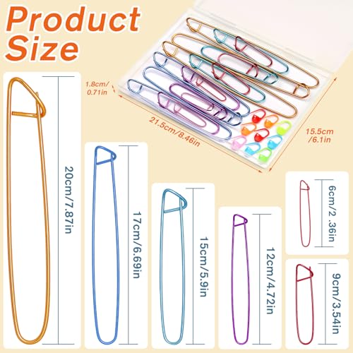 JUPEAN 100 Pcs Crochet Stitch Markers for Crocheting 6 Sizes Knitting Stitch Holders for Knitting Crochet Accessories with Storage Box for Quilting Sewing Knitting - Image 2
