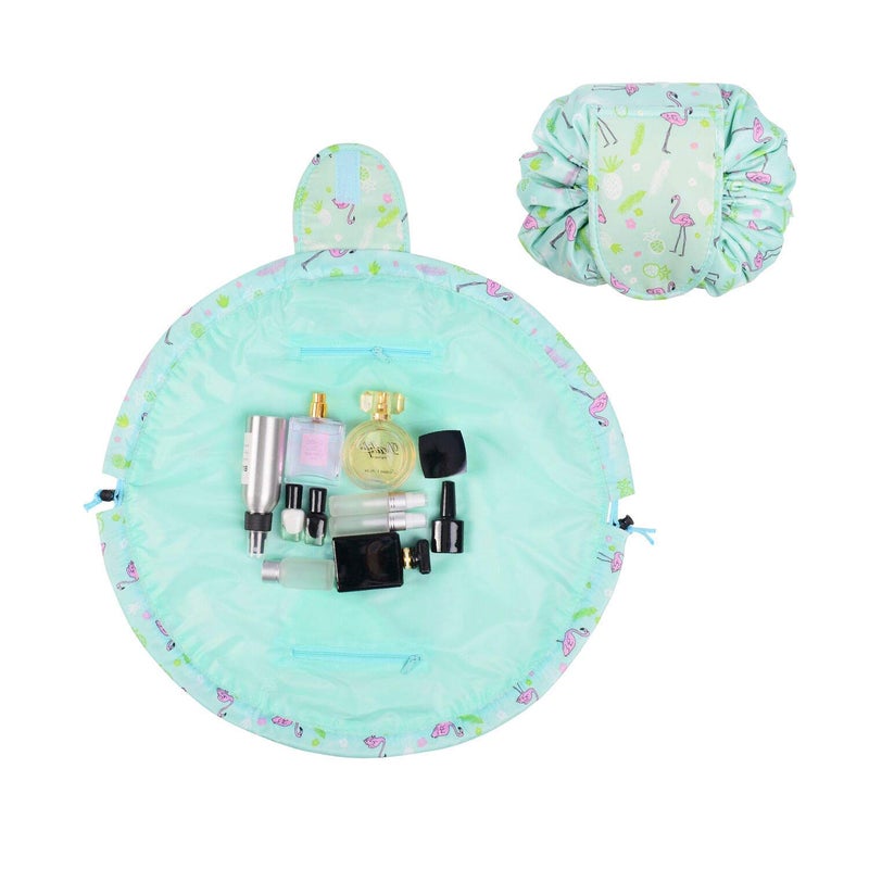 Nirvik Women’s Portable Waterproof Cosmetic Bag | Lazy Travel Makeup Organizer with Drawstring, Multi-Pocket Toiletry Bag, Compact & Versatile Storage for Makeup & Travel (Green Duck) - Image 1