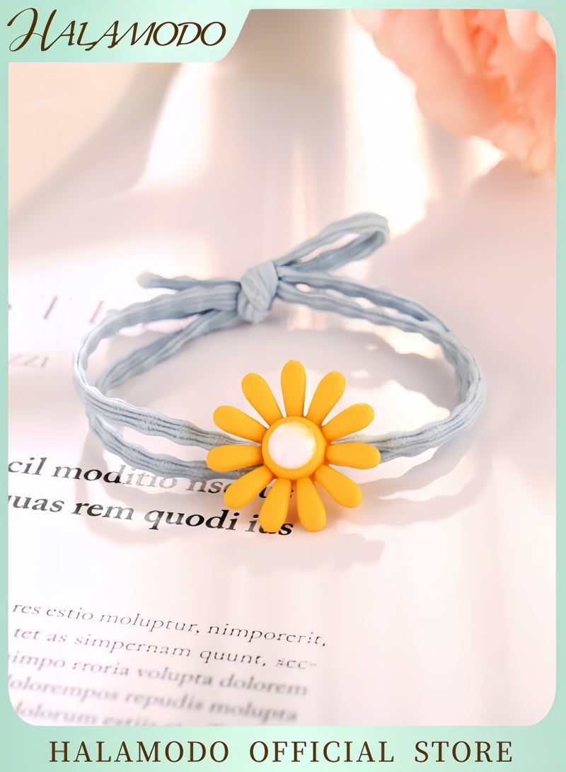 هالامودو رباط شعر مزخرف بألوان حلوة مزين بكشاكش صفراء إكسسوار شعر رباط رأس مرن بدون علامات مناسب لعدة مناسبات - Image 1