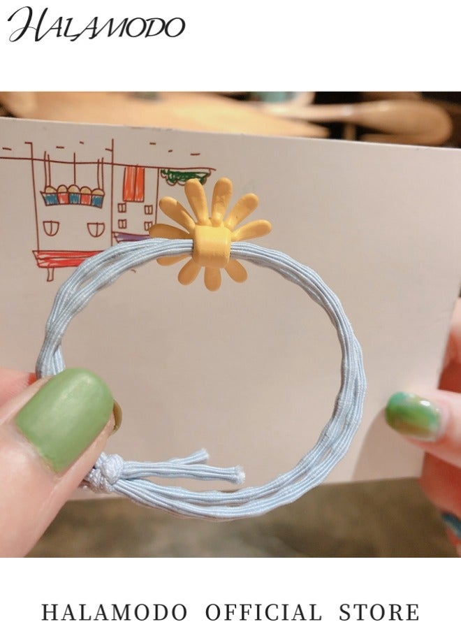 هالامودو رباط شعر مزخرف بألوان حلوة مزين بكشاكش صفراء إكسسوار شعر رباط رأس مرن بدون علامات مناسب لعدة مناسبات - Image 5