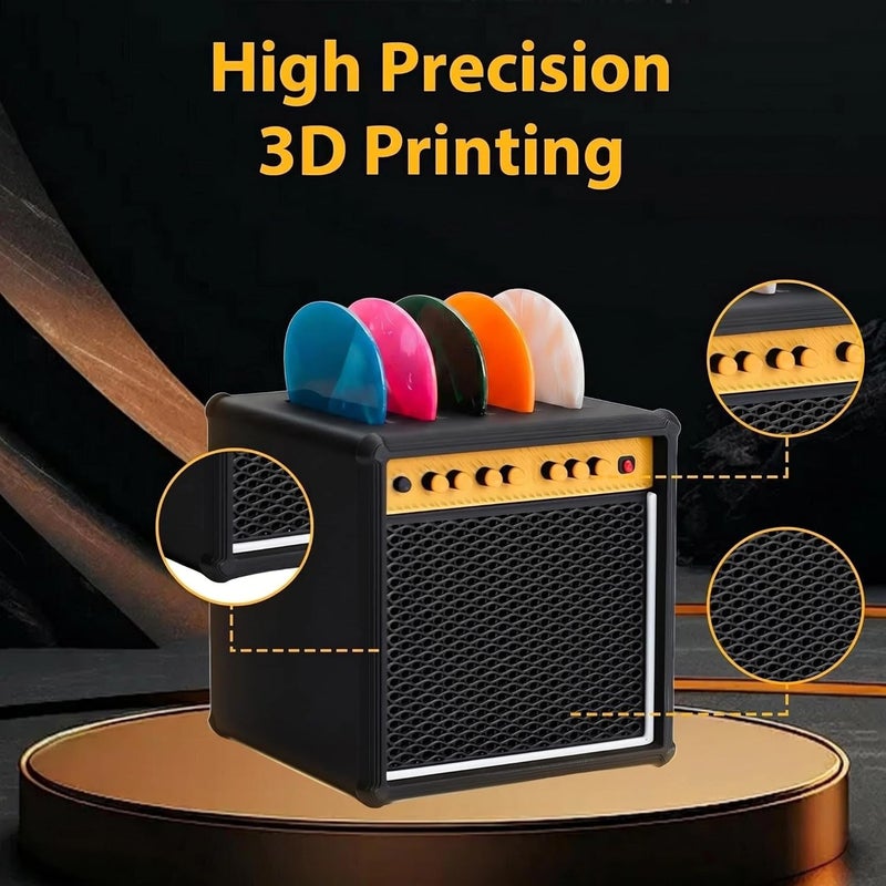 JYCSTE Guitar Picks Holder Box, Amp Speaker Pick Holder with 5 Celluloid Guitar Picks, Guitar Pick Storage Box Set for Guitar, Bass, Ukulele Players - Image 5