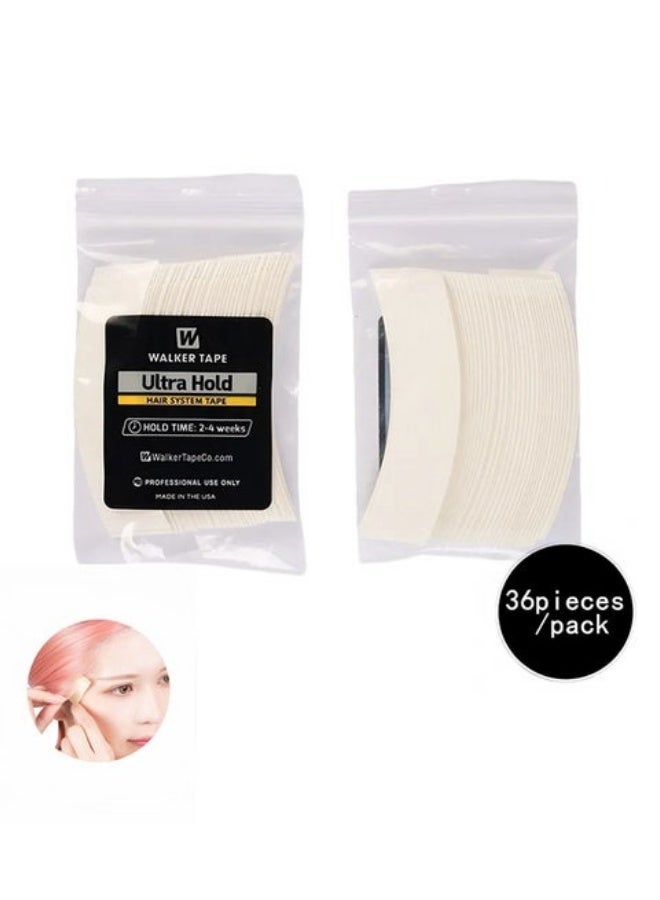 Walker Tape Ultra Hold Double Sided Wig Tape – White Waterproof Adhesive Strips for Lace Wigs, Toupees & Hair Extensions – Contour C (36pcs) - Image 1